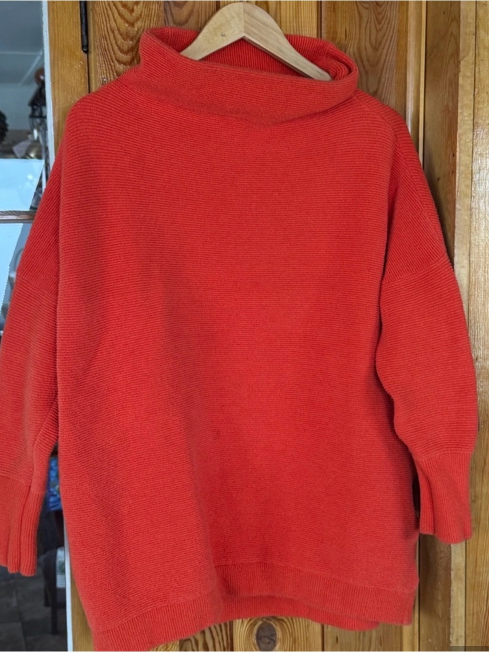 Free People Women's Orange Turtleneck Sweater - Classic Cozy Pullover
